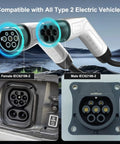 Pro Grade Type 2 EV Charging Cable Mode 3 Male To Female 22KW Three Phase 32A 16 FT Heavy Duty Extension Cord connectors close-up.