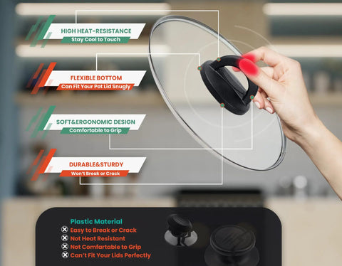 Hand holding Universal Slow Cooker Lid Knob Replacement With Screw Kit Heat Resistant Glass Lid Handle That Fits Most Lids And Pots