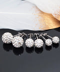 Sterling Silver 925 Pave Crystal CZ Diamond Stud Earrings For Women Sparkling Shamballa Ball Studs 6mm on black display