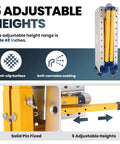 Built Tough Folding Welding Table With Adjustable Height Carbon Steel Workbench Savage Strength Handles 1100 Pounds Without Breaking A Sweat showing adjustable heights with solid pin fix.