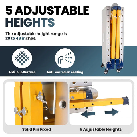 Built Tough Folding Welding Table With Adjustable Height Carbon Steel Workbench Savage Strength Handles 1100 Pounds Without Breaking A Sweat showing adjustable heights with solid pin fix.