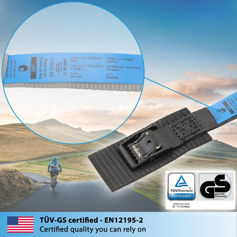 Close-up of Short Lashing Straps With Padded Webbing, 4 Pack, 1 Ft Each, 350 Lbs Break Strength, Cam Buckle, Black Tie Down
