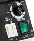Control panel of Professional Optical Eyeglasses Frame Heater With Killer 1500W features heat control and fan settings.