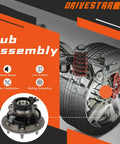 2WD Front Right Wheel Hub And Bearing Assembly For Chevrolet Colorado, GMC Canyon, And Isuzu i280, i290, i370 With ABS And 6 Lug Pattern Premium Aftermarket Replacement Built For Durability And Easy Installation, shown with installation diagram and product features.
