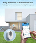 Smart WiFi Thermometer Hygrometer With LCD Display App Alerts And Remote Home Monitoring For Indoor Humidity And Temperature Sensor That Works With 2.4GHz WiFi And Bluetooth on wall and phone app