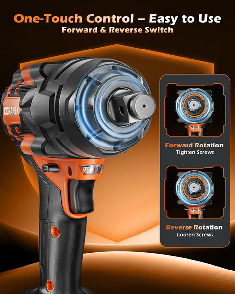 Close-up of the Half Inch Cordless Impact Wrench 1300 Nm High Torque Brushless Beast with control switch details