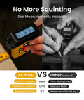 Side-by-side comparison of Super Handy 16 Ft Digital Tape Measure with digital display and traditional tape measure usage