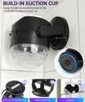 4 Pack Disco Ball Lights With Remote Sound Activated DJ Strobe LEDs USB Powered Battery Operated Portable Lit Party Gear For Indoor Dances Karaoke Nights And Christmas Decor showing built-in suction cup installation