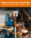 Badass 50 Amp Nema 6-50P To Dual 6-50R Welder Splitter Adapter Cord Y Plug Connector shown powering tools.