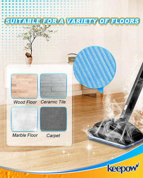 Image showing Washable Microfiber Steam Mop Pads For Dupray Neat And Schenley Mops, suitable for various floor types.