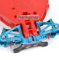 Beefed Up Aluminum TT02 Swing Arm Upgrade Kit for One Tenth Scale RC Cars, blue CNC machined front suspension on red chassis