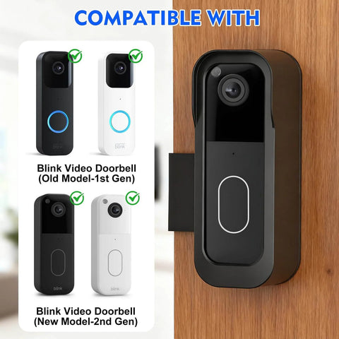 No Drill Video Doorbell Mount With Anti Theft Design And Rain Cover For 1st Gen And 2nd Gen Video Doorbell Keeps Sensor Clear And Night Vision Intact weatherproof mount displayed on door