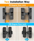 Sliding Barn Door Lock Hardware With 2-In-1 Keyless Entry And 90/180 Degree Mounting shown in two mounting options