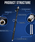 2-pack heavy-duty dual-head tire pressure gauge, 12-inch black powder-coated stainless steel with zinc alloy dual head