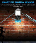 Motion Sensor Outdoor Lights Cordless Battery Powered Two Pack With 1000LM LED Security Light on brick wall at night
