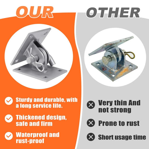 Comparison of Beefed Up Heavy Duty Floating Dock Hardware Kit with thinner, rust-prone alternative highlighting durability.
