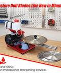 Badass Circular Saw Blade Sharpener And Electric Grinder restores dull steel to razor sharp edge with sparks flying.