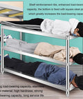 Heavy Duty Two Tier Stainless Steel Storage Rack Rust Resistant Boss Rack For Kitchen Office Garage Restaurant Rock Solid Frame with three individuals demonstrating load capacity.
