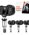 Ford TPMS Sensors 315MHz 433MHz Pre Programmed Tire Pressure Monitoring Replacement For F150 F250 F350 F450 F550 Escape Fusion Maverick Ranger Focus Transit 4 Pack Drop In Ready, 4-pack metal valve stem