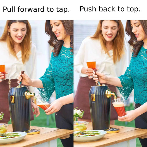 Two women demonstrating the Portable Electric Ultrasonic Foam Maker Craft Beer And Cocktail Dispenser at a gathering.