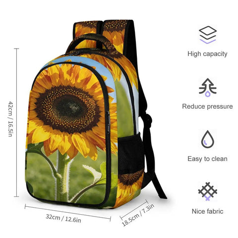 Go To Sunflower Close Up Print Backpack For Everyday Use Unisex Large Capacity Daypack Made From Durable Polyester With Breathable Fabric