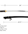Lightweight Aluminum Alloy Katana Iaito For Iaido Training With Unsharpened Blade 28 Inch Blade side view with scabbard