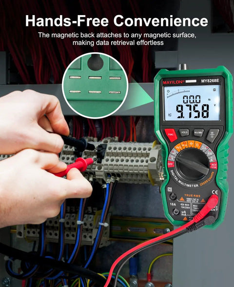 Digital Multimeter With Capacitor Tester for DIYers, TRMS, 20000 Counts, Auto Range in use measuring electrical wiring