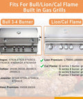 Comparison of Bull and Lion gas grills with models for 3-4 burners, fits Stainless Steel Flame Tamers Four Piece Grill Heat Plate Replacement.