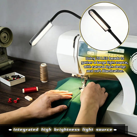 Bright 30 LED Sewing Machine Light With Flexible Silicone Neck And Magnetic Base For Sewing Crafting Drill Press Desk Music Stand Workbench Crisp Eye Safe Non Flicker Illumination For Detailed Projects illuminating a sewing machine