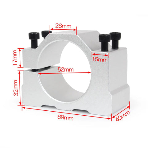 Beefy 800W CNC Spindle Motor Kit With 110V Air Cooled ER16 Spindle 52mm mount clamp dimensions shown
