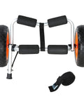 Foldable Aluminum Kayak Cart With 250 Lb Load Capacity And 10 Inch Solid Wheel Dolly for transporting kayaks and canoes.
