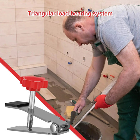 Heavy Duty Tile Lifter With Adjustable Arm Jack And Triangular Load Bearing Base Plus Hassle Free Fine Tune Knobs for lifting tiles.