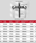 Two Jaw Gear Puller Kit Built Heavy Duty Carbon Steel For Bearing Flywheel Hub Removal Adjustable Depth Quick Setup Pros And Households Rugged Build Delivers Smooth Grip Action Nail Repairs Fast Easy Pro Fixes Users Need Great Tools For Auto Jobs. 6in puller size chart with steel jaws and screw dimensions