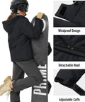 Waterproof Insulated Ladies Ski Jacket With Hood For Cold Weather Snowboarding Snow Coat Winter Jacket Black Warm Breathable Windproof Outerwear