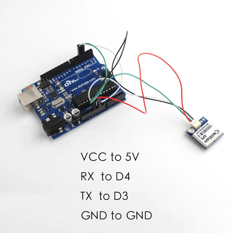 Beitian GPS GNSS Positioning Module Plug And Play With M10050 Chip For Fixed Wing FPV Racing Drones connected to Arduino setup