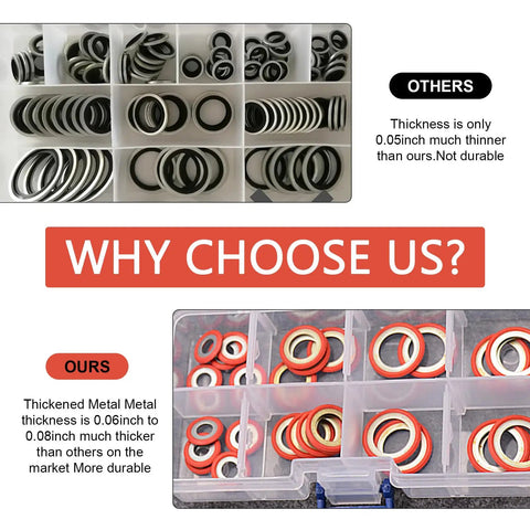 30 Piece Car AC Gasket And Compressor Repair Washer Assortment Kit With Rust Proof Sealing O Ring Set, showing various rubber seals in organizer.
