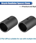 2 Pair Bike Handlebar Shim 25.4 To 31.8mm Adapter Kit For MTB Road Bikes Aluminum Alloy Black Stem Reducer Spacers