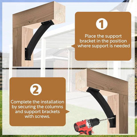 Set Of Eight Tough As Nails 45 Degree Angle Support Brackets For Wood Post And Beam Builds Welded Carbon Steel With Outdoor Ready Finish Hangs Steady On Decks Gazebos And Cabin Frames installation guide with wooden beams.