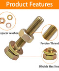 Beefy Heavy Duty 1020 Piece Bolt And Nut Kit With Washers, Grade 8.8 M4 M5 M6 M8 Hex Bolts And Nuts, Yellow Zinc Plated 12 To 30mm