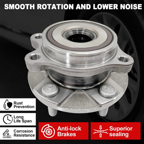 Pair Front Wheel Bearing Hub Assembly With Encoder ABS 5 Lug Plug N Play Direct Fit for RAV4 2006-2012, Prius V 2012-2017