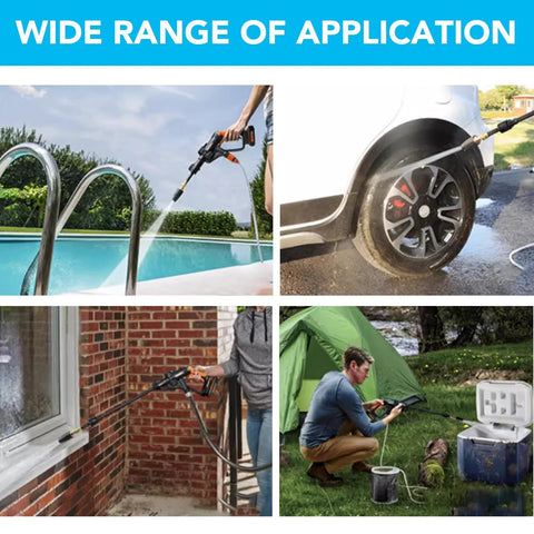 Pressure washer turbo nozzle wand with 1/4 in quick-connect; 360° rotating spray
Pressure washer turbo nozzle cleaning car wheel; high PSI rotating spray
Pressure washer nozzle kit used on brick exterior; includes 7 spray nozzle tips
Pressure washer kit for outdoor camping; 7 spray nozzle tips and portable case