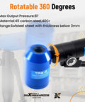 Beast 8-Ton Hydraulic Knockout Punch Kit with 360-degree swivel head and specifications overlay for electrical conduit and metal sheets.