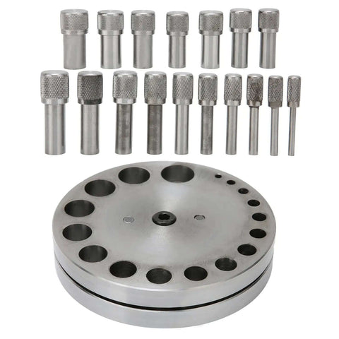 Disc Cutter Set Pro Grade 45 Steel Punch Tool With 17 Dies for Jewelry Making and Crafting, Metal Cutting Kit, Silvery Finish