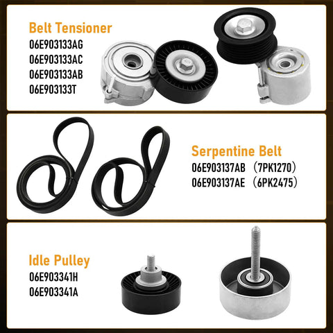 Premium Drive Belt Tensioner Idler Pulley Kit That Slaps Right Into Audi A7 A6 S4 Q5 Q7 And Porsche Cayenne Panamera For Serious Street Performance And Smooth Daily Drives., drive belt tensioner and idler pulley set with serpentine belt, metal and rubber components