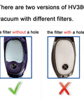 Comparison of two filter options for Vacuum Filters Replacement Kit For Rocket DuoClean HV380 with and without holes