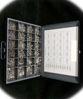 Stainless Socket Head Cap Screw Kit With Allen Bolts Assortment 4-40 6-32 8-32 10-24 in open storage case