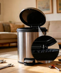 Soft Close Damper For Trash Can Lids, 6 Pack Hydraulic Lid Piston With Quiet Close Buffer installed in kitchen trash can