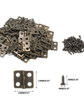 Retro Dope Mini Copper Hinges For Wooden Jewelry Box With 50 Hinges And 200 Replacement Screws, 13x12 mm iron build, side view