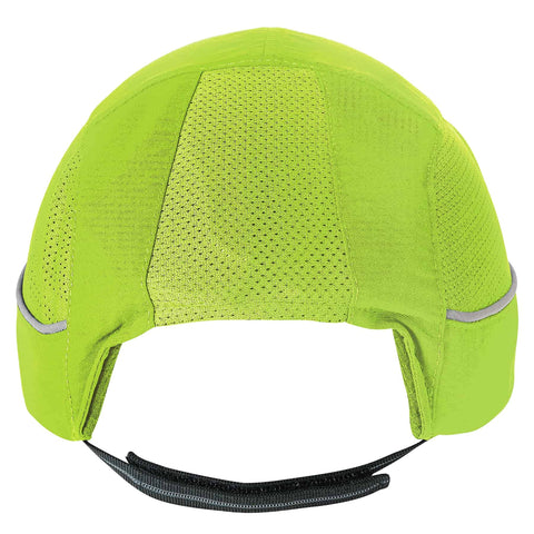 Back view of Safety Bump Cap Baseball Hat Style with removable HDPE shell and foam padding, short brim, reflective piping, breathable vents.
