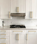 Five Pack Champagne Bronze Cabinet Pulls 5 Inch 128mm Solid Zinc Alloy Kitchen Cabinet Handles on white cabinets
